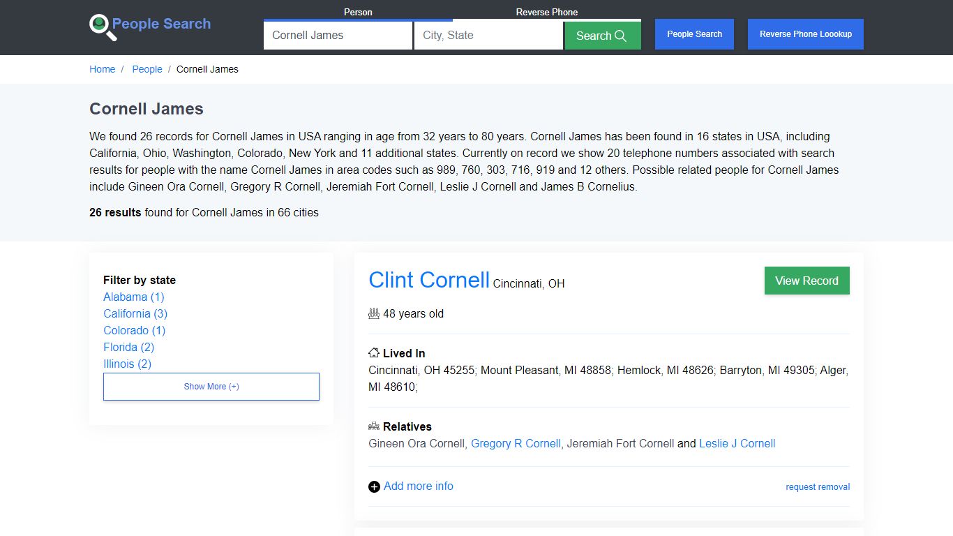 Cornell James - people-search.org
